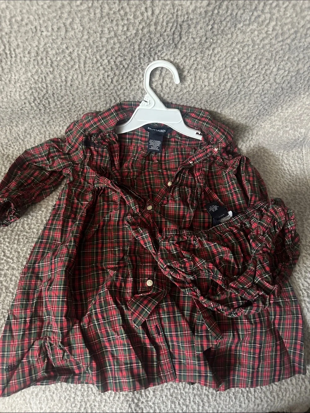 Ralph Lauren Red and Green Plaid Button-Up Girls' Top